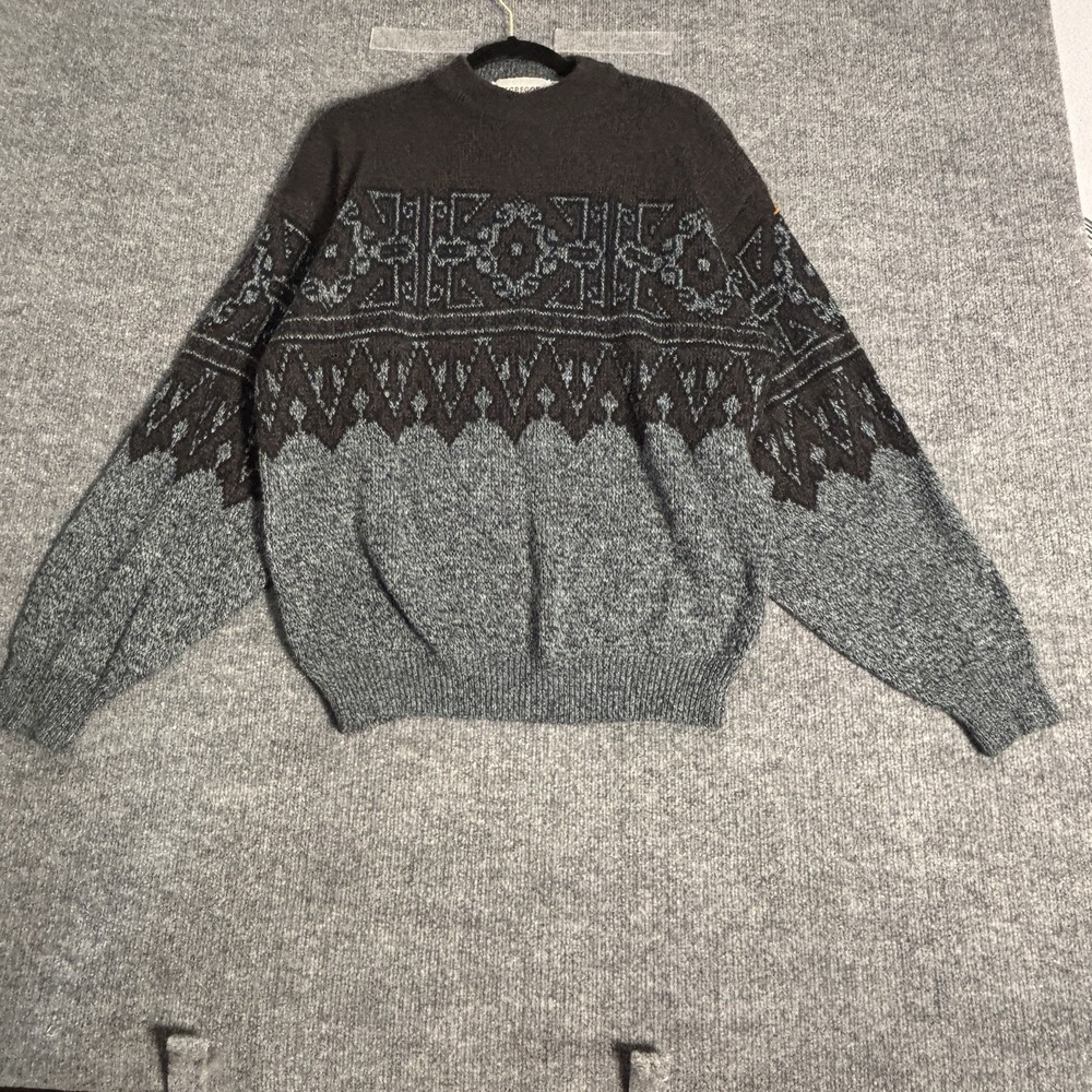 Vintage McGregor Sweater Men Large Black/Gray Knit Geometric Print Pullover